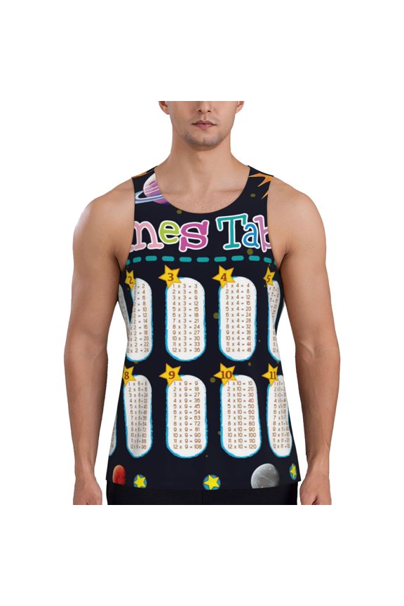 Space Math Times Tables Men's Workout Tank Tops Sleeveless Gym Shirt Quick Dry Fitness Bodybuilding Sleeveless T Shirt-Small