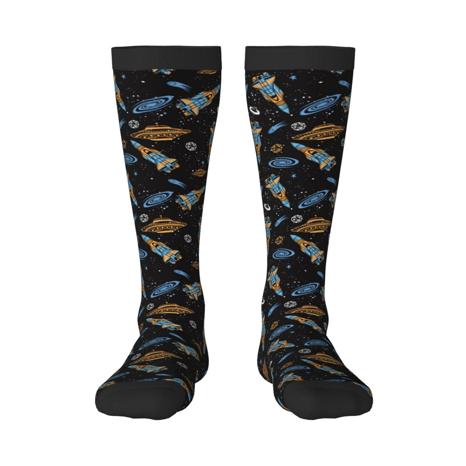 Vsdgher Space Rocket Print Thigh High Socks Extra Long Stretchy Sock ...