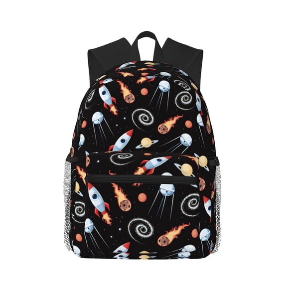 Vsdgher Space Rocket Print Unisex Large Capacity Bookbag Schoolbag Casual Daypack for High School/College/Teens/Travel/Work