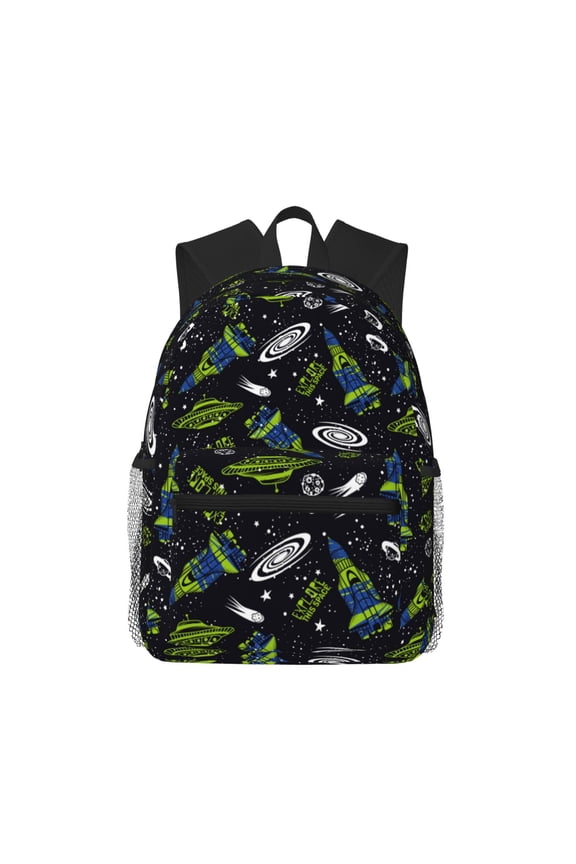 Space Rockets Print Unisex Large Capacity Bookbag Schoolbag Casual Daypack for High School/College/Teens/Travel/Work