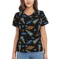 thumbnail image 1 of Vsdgher Space Rockets Women Shirts V Neck Short Sleeve Tops T-Shirt Basic Tees, S to 3XLMedium, 1 of 5