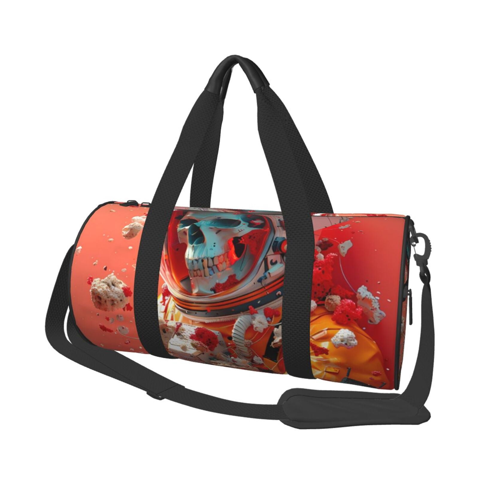 Vsdgher Space Skeleton Art 45L Foldable Duffel Bag, Sports Gym Bag,Overnight Bag, Portable Weekender Bag for Airplanes