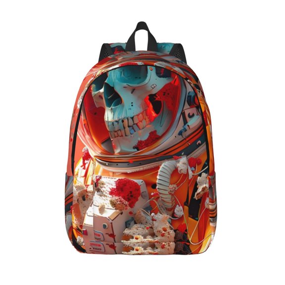 Vsdgher Space Skeleton Art Print Canvas Backpack Travel Rucksack Unisex Knapsack 15.7/17.7Inch Laptop Backpack for Work,College -Medium