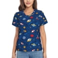 thumbnail image 1 of Vsdgher Space Women Shirts V Neck Short Sleeve Tops T-Shirt Basic Tees, S to 3XLLarge, 1 of 5