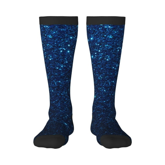 Vsdgher Sparkling Blue Glitter Knee Socks, High Socks Long Stretchy Sock Women Knee High Stocking, Long Socks for Women