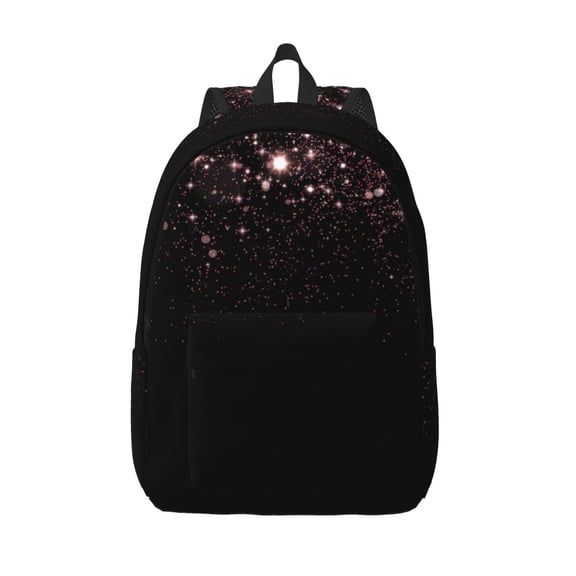 Vsdgher Sparkling Pink Night Sky Print Canvas Backpack Travel Rucksack Unisex Knapsack 15.7/17.7Inch Laptop Backpack for Work,College -Medium