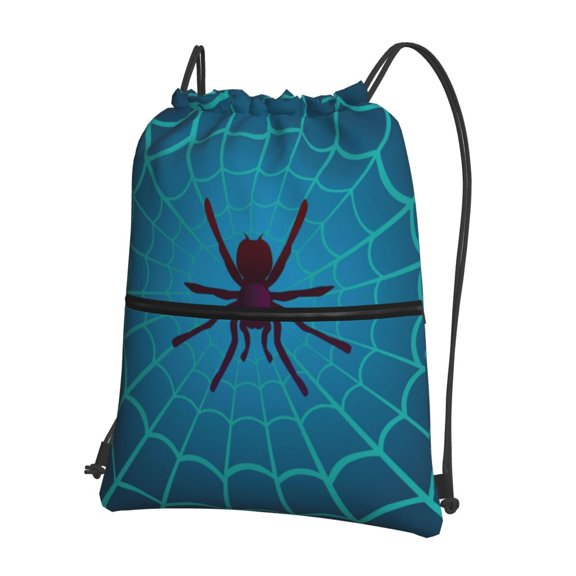 Vsdgher Spider And Cobweb Drawstring Backpack Water Resistant String Bag Sports Sackpack Gym Sack for Men Women