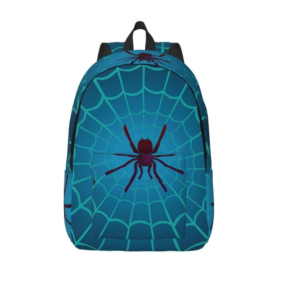Vsdgher Spider And Cobweb Print Canvas Backpack Travel Rucksack Unisex Knapsack 15.7/17.7Inch Laptop Backpack for Work,College -Medium