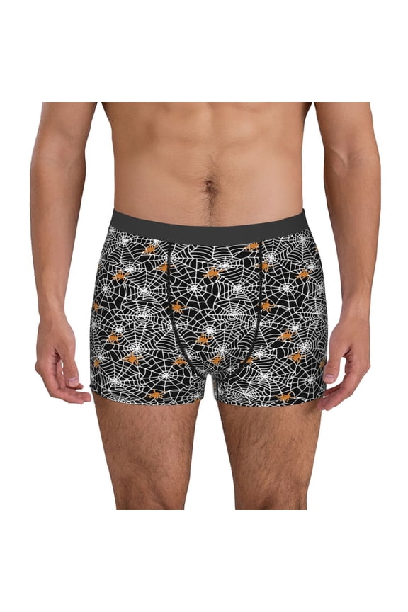 Spider Cobweb Pattern Men's Boxer Brief Underwear,Soft Funny Underwear for Men-XX-Large
