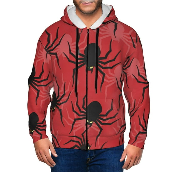 Vsdgher Spider Mens Hoodies Zip Hoodie, Hoodies for Men, Zip-up Hooded Sweatshirt-Medium