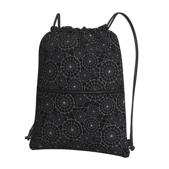 Vsdgher Spider Web Black Drawstring Backpack Water Resistant String Bag Sports Sackpack Gym Sack for Men Women