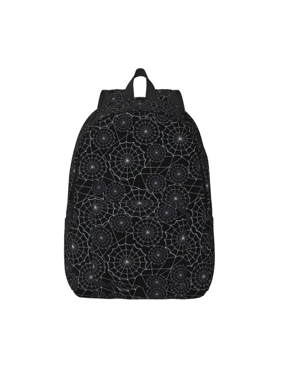 Spider Web Black Print Canvas Backpack Travel Rucksack Unisex Knapsack 15.7/17.7Inch Laptop Backpack for Work,College -Medium