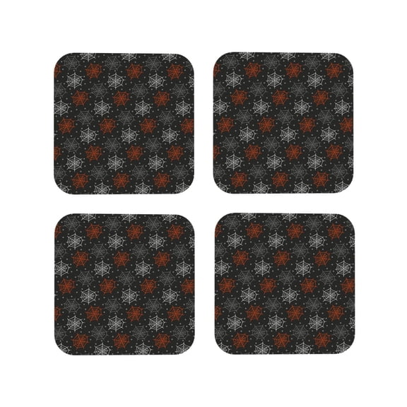 Vsdgher Spider Web Leather Coasters for Drinks, Durable Drink Coasters 4 Set for Tabletop Protection, Luxurious Home Décor and Housewarming Gift ( {designName})Square