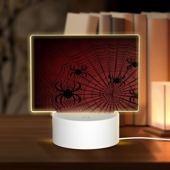 Vsdgher Spiders On A Web Rectangular Acrylic Night Light Acrylic Sleep Night Light Friend Gifts for Birthday Gifts for Women Teens Boys Girls