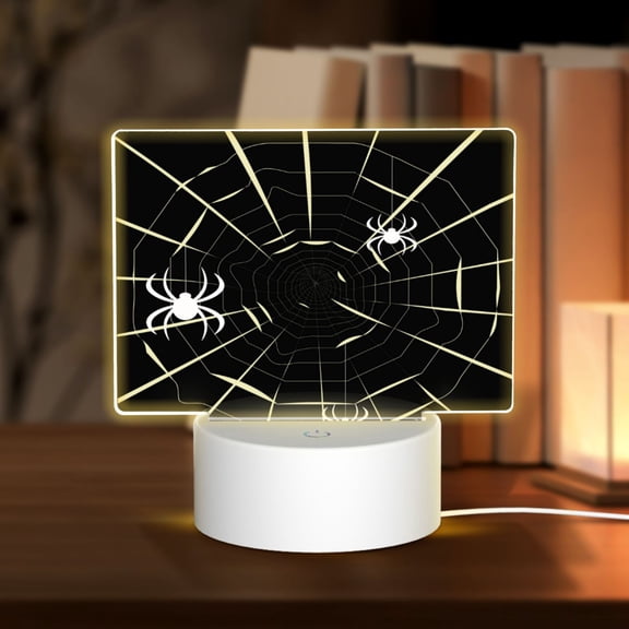 Vsdgher Spiders On The Web Rectangular Acrylic Night Light Acrylic Sleep Night Light Friend Gifts for Birthday Gifts for Women Teens Boys Girls