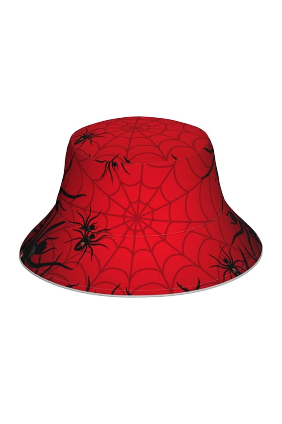 Spiders On The Web And Space Print Bucket Hat for Men&Women Bucket Hat Reversible Summer Double-Side-Wear Travel Gardening, Beach, Camping, Hiking, Fishing Cap