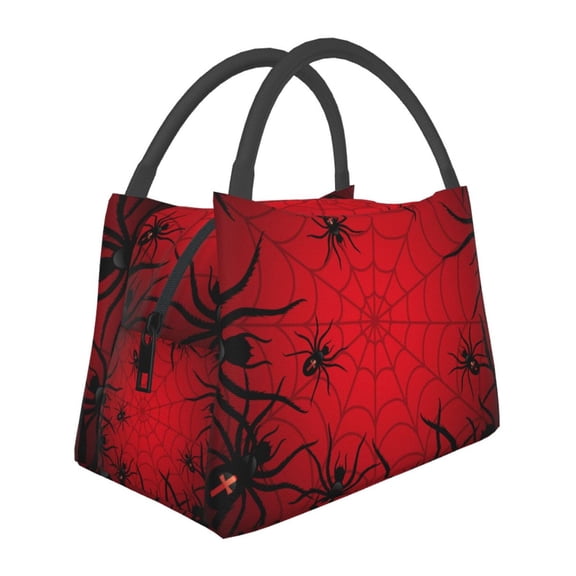 Vsdgher Spiders On The Web And Space Print Insulated Reusable Bags with Sturdy Zipper and Handles, Foldable Totes for Hot or Cold Food Bring or Delivery