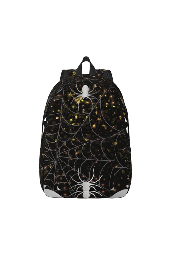 Spiderweb Bats And A Spider Print Canvas Backpack Travel Rucksack Unisex Knapsack 15.7/17.7Inch Laptop Backpack for Work,College -Medium