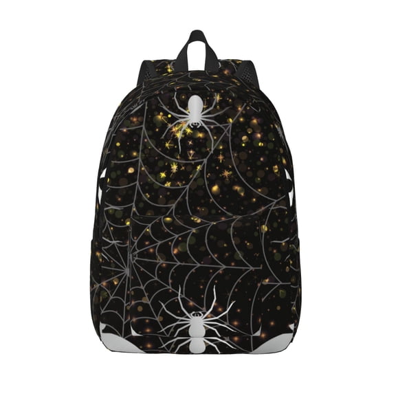 Vsdgher Spiderweb Bats And A Spider Print Canvas Backpack Travel Rucksack Unisex Knapsack 15.7/17.7Inch Laptop Backpack for Work,College -Small