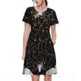 thumbnail image 1 of Vsdgher Spiderweb Bats And A Spider for Womens Summer 2025 Casual Midi Maxi Dresses Lightweight Short Sleeve Round Neck Beach Dress -3X-Large, 1 of 7