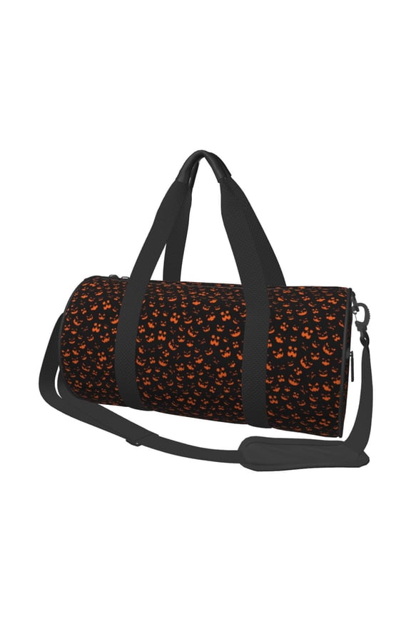 Spooky Pumpkin Face 45L Foldable Duffel Bag, Sports Gym Bag,Overnight Bag, Portable Weekender Bag for Airplanes