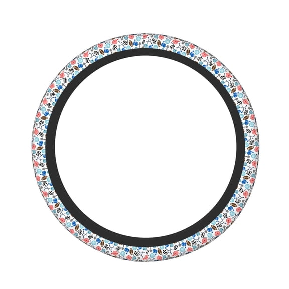 Vsdgher Sport Items Pattern Elastic Car Steering Wheel Cover,Car Wheel Cover Protector Car Accessory for Steering Wheel with a Diameter of 14.5"-15"