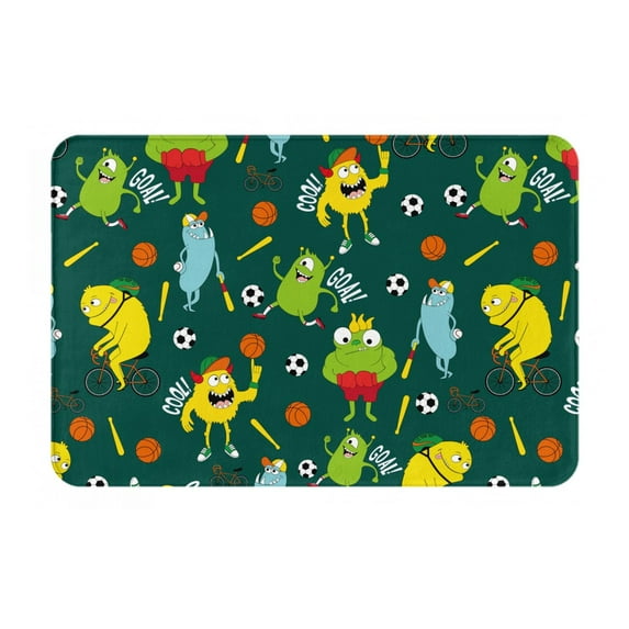 Vsdgher Sport Monster print Flannel Anti-Slip Floor Mat Comfort Mat Floor Carpet for Decor, Non-Slip, Home, Office, Laundry, Durable