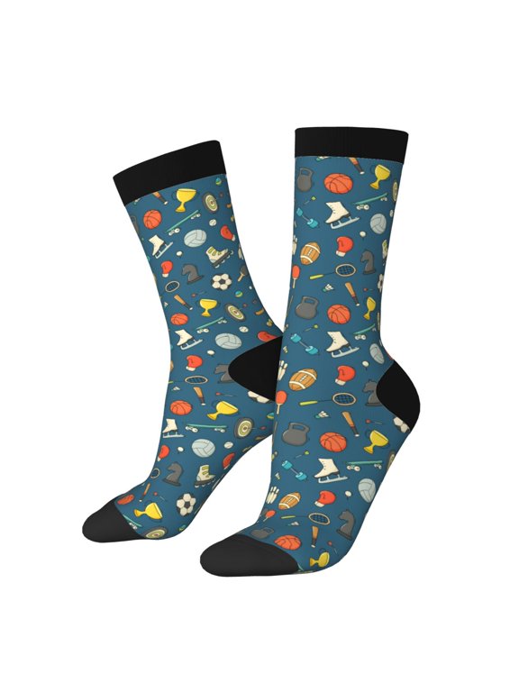 Sports Ball Crew Socks for Men & Women, Breathable Casual Athletic Ankle Socks
