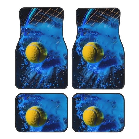 Vsdgher Sports Tennis Ball Car Foot Mat Set of 4 Pieces Universal Floor Liner Car Accessories Fits Most Cars, Trucks, Vans, sedans, SUV