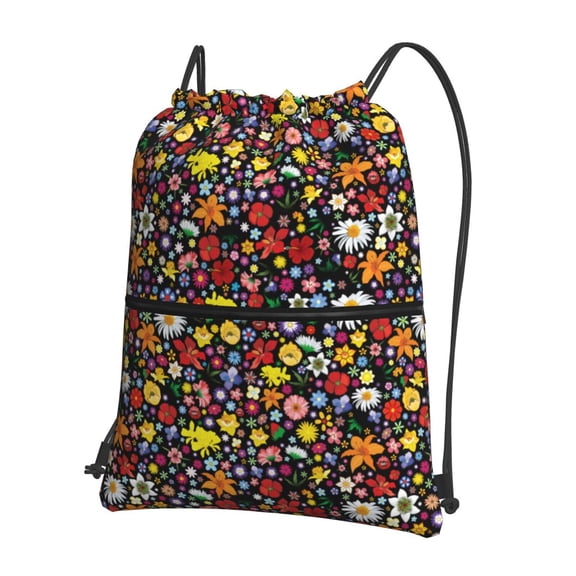 Vsdgher Spring And Summer Flowers Drawstring Backpack Water Resistant String Bag Sports Sackpack Gym Sack for Men Women