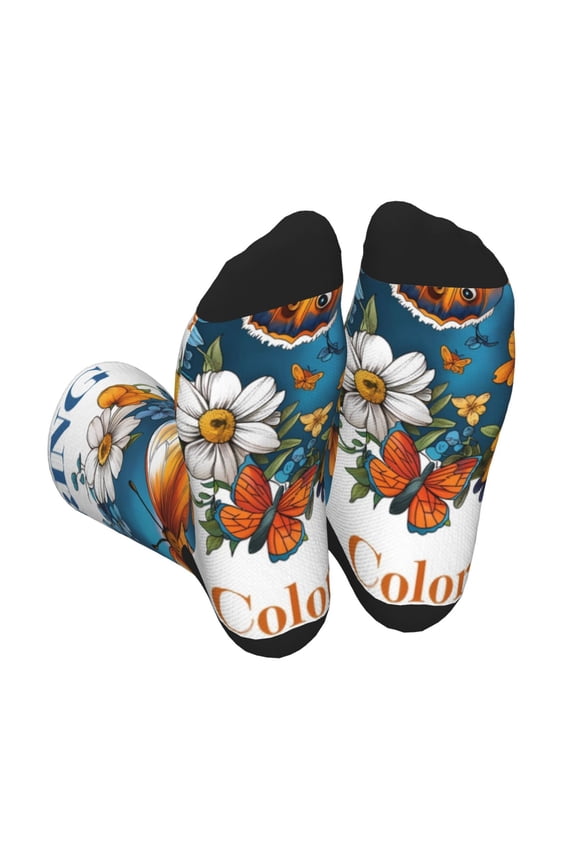 Spring Butterfly Flowers Unisex Crew Socks Lightweight Breathable Ventilation Ankle Socks, Mid-calf socks for Daily