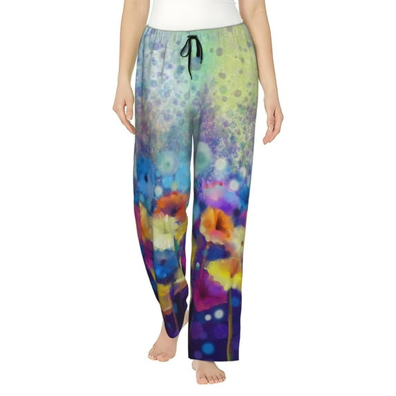 Vsdgher Spring Flower Seasonal Women’s Womens Pajama Pants, Lounge Wide Leg PantsLounge Pants,Sleep Bottoms, Lounge for Women-Large