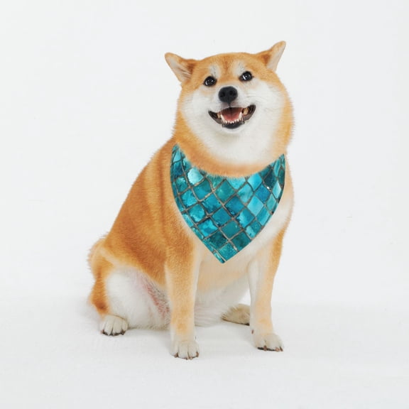 Vsdgher Square Glass Mosaic Dog Bandana Custom Dog Scarf Breathable Puppy Kerchief with Adjustable Bandana Bib for Dog and Cat-XX-Large