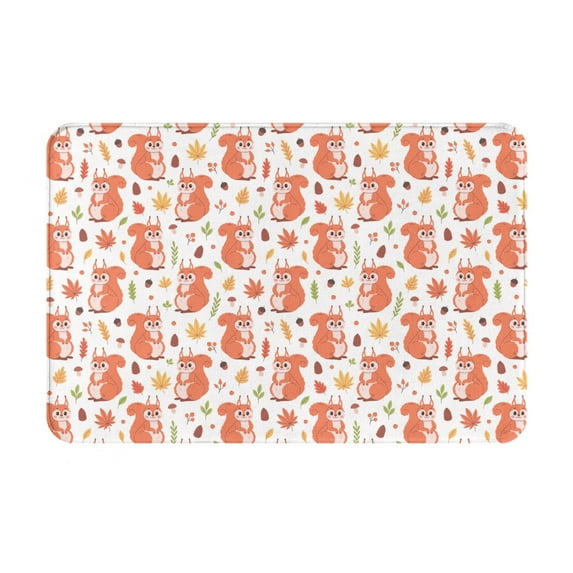 Vsdgher Squirrel And Maple Leaf print Flannel Anti-Slip Floor Mat Comfort Mat Floor Carpet for Decor, Non-Slip, Home, Office, Laundry, Durable