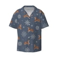 thumbnail image 1 of Vsdgher Squirrel And Snowflakes Print Men's Wrinkle Free Untucked Cuban Shirt Business Casual Button Down Shirts Short Sleeve Shirt, 1 of 7