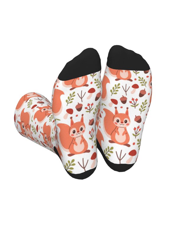 Squirrel And Unisex Crew Socks Lightweight Breathable Ventilation Ankle Socks, Mid-calf socks for Daily