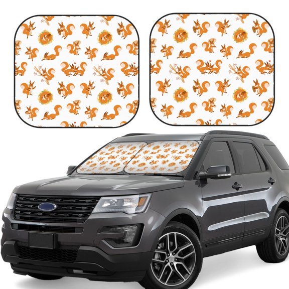 Vsdgher Squirrel Playing Print Car Windshield Sun Shade, Reflective Sunshade Window Sunshade Sun Visor Protector Fit for Cars,Trucks,SUVs-Small