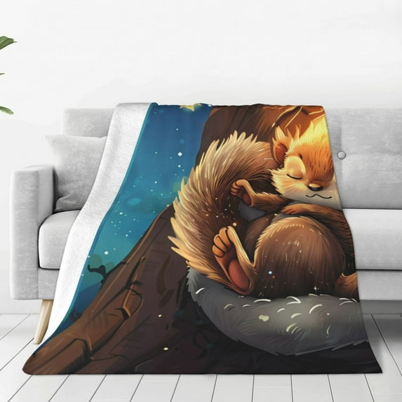 Vsdgher Squirrel Sleeping In Tree Ultra-Soft Micro flannel Blanket Throw Blankets for Couch Sofa, Bed (4 sizes)-60"x50"