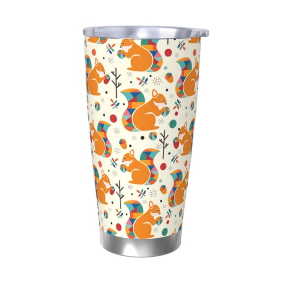 Vsdgher Squirrel With Colorful Tail 20 Oz Stainless Steel Vacuum Insulated, Travel Mug Coffee Cup for Home, Office, Outdoor Works Great for Ice Drinks and Hot Beverage -Without Straw