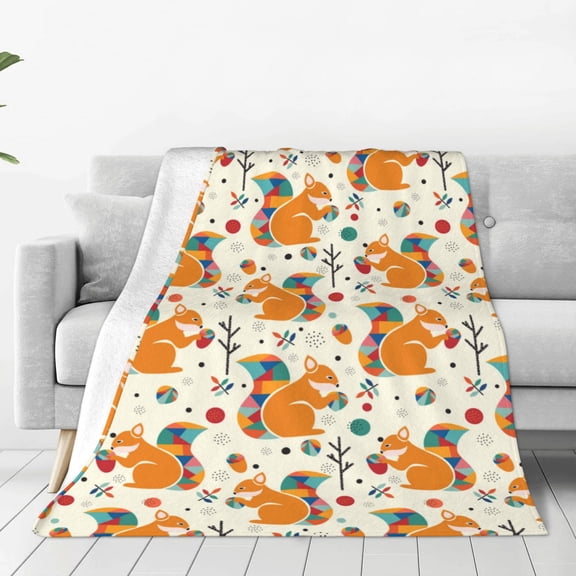Vsdgher Squirrel With Colorful Tail Ultra-Soft Micro flannel Blanket Throw Blankets for Couch Sofa, Bed (4 sizes)-80"x60"