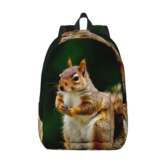 Vsdgher Squirrels Eating Peanuts On The Tree Print Canvas Backpack Travel Rucksack Unisex Knapsack 15.7/17.7Inch Laptop Backpack for Work,College -Small