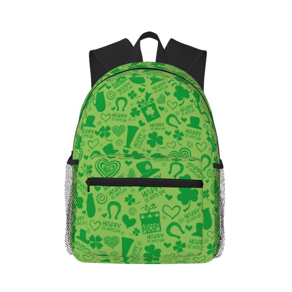 Vsdgher St Patrick's Day Print Unisex Large Capacity Bookbag Schoolbag Casual Daypack for High School/College/Teens/Travel/Work
