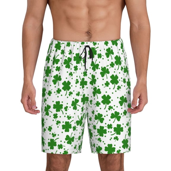 Vsdgher St Patrick's Day4 Print Men's Pajama Shorts Lounge Bottoms Sleep Shorts Elastic Waist Lightweight PJ Shorts with Pockets-Large