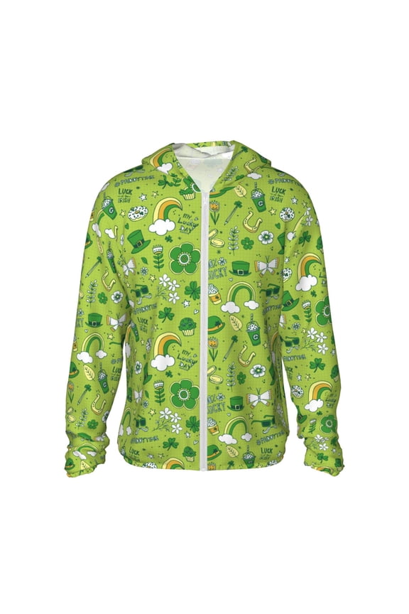 St. Patrick's day1 Print Adult Hoodie Shirts Rash Guard for Men Women,Long Sleeve Sun Protection Fishing Shirts for Athletic Running Swim-Medium