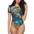thumbnail image 1 of Vsdgher Stained Glass Eagle USA Prinr Short Sleeve Body suit for Womens, Sexy Onesie One Piece Round Neck Bodysuit Shapewear Tummy Control-Large, 1 of 7
