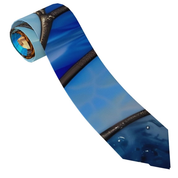 Vsdgher Stained Glass Ocean Wave Print Ties for Men 4.7" Formal Necktie Wedding Accessory Men's Business Ties for Wedding Bussiness Work
