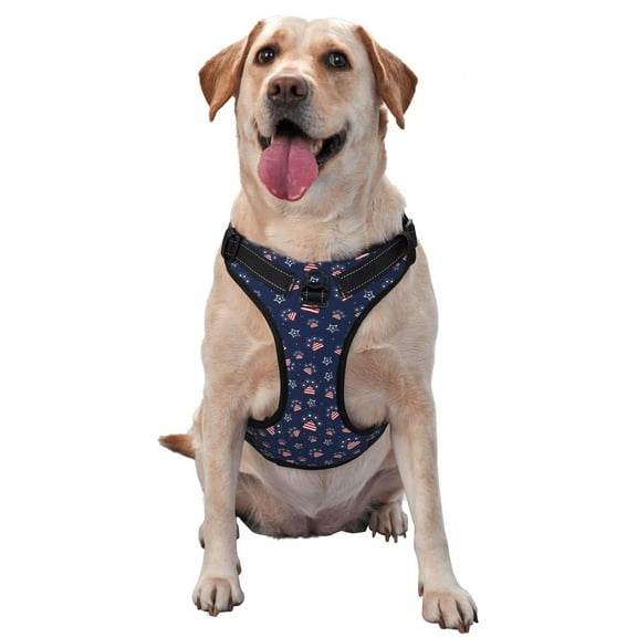 Vsdgher Star Dog Paw Pattern Dog Harness,No Pull Pet Harness with Soft Padded Handle,Adjustable Reflective Vest with 2 Buckles,4 Slide Buckles,S-XL X-Large