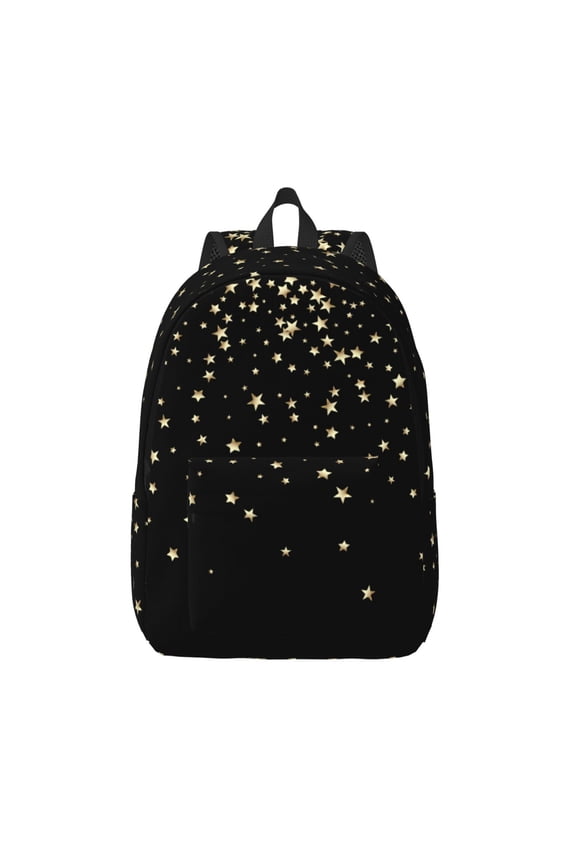 Star Silver Glitter Print Canvas Backpack Travel Rucksack Unisex Knapsack 15.7/17.7Inch Laptop Backpack for Work,College -Medium