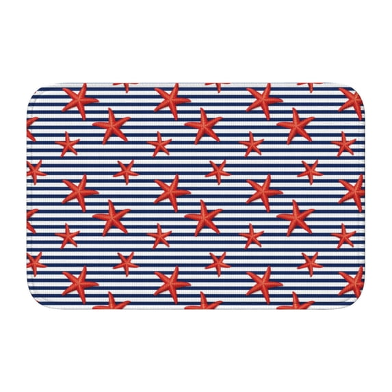 Vsdgher Starfish Navy Blue Stripe Hem Mat 40x60 - Multipurpose Doormat for Indoor & Outdoor Use - Welcome Your Guests with our Entrance Mat