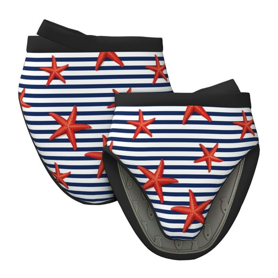 Vsdgher Starfish Navy Blue Stripe Non-Slip Mini Oven Mitt Set, Short Oven Mitts for Baking Grilling Barbecue Microwave, 5.9"x5.9"in